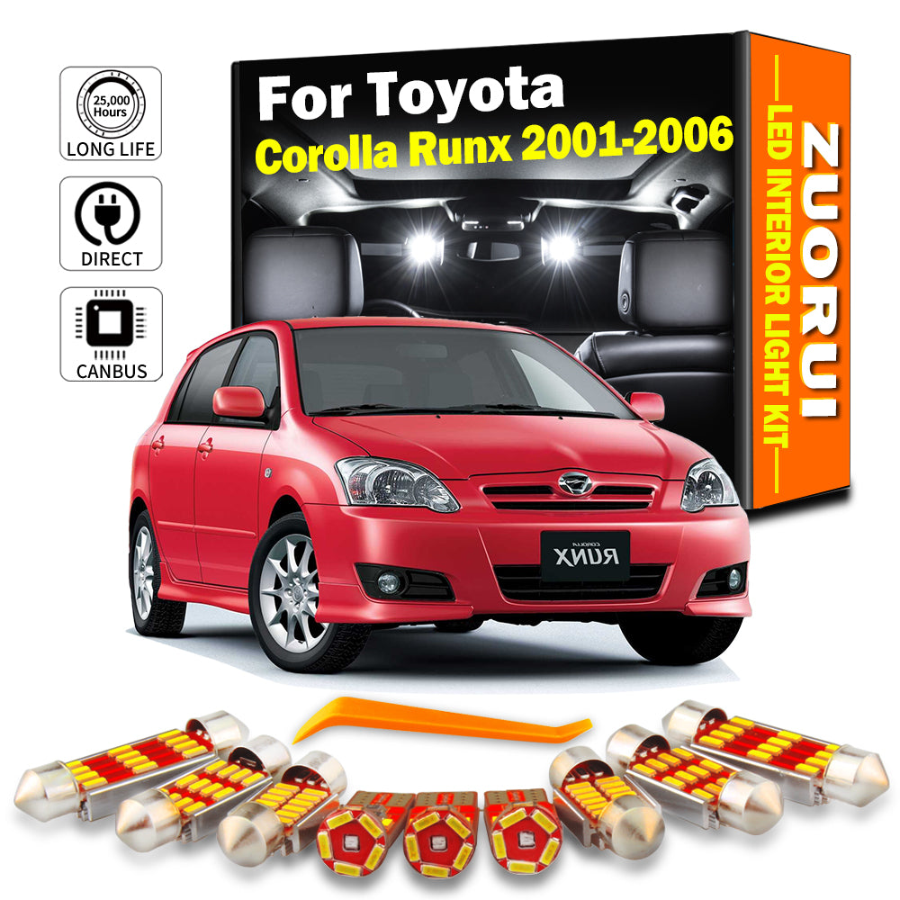 AutoGlowLED Interior LED Light Kit for Toyota Corolla Runx 2001-2006, 8Pcs