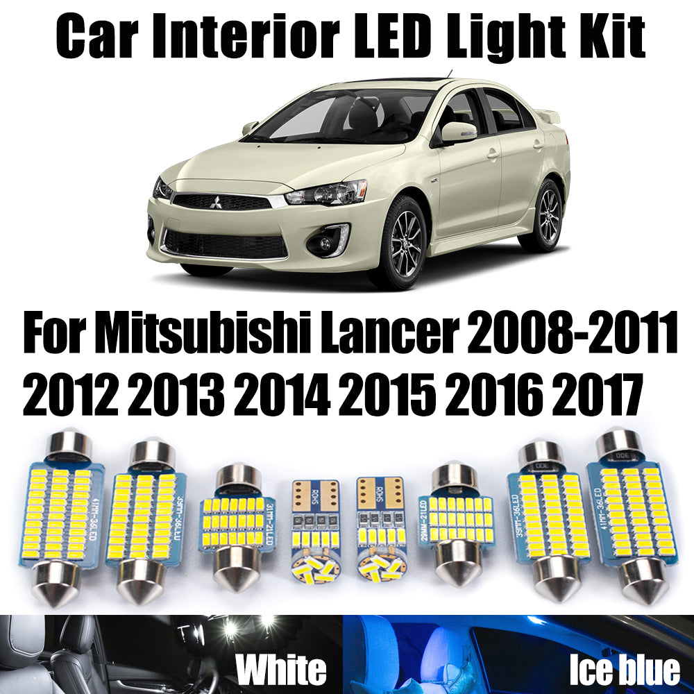 AutoGlowLED 8Pc Canbus LED Interior Light Kit for Mitsubishi Lancer 2008-2017