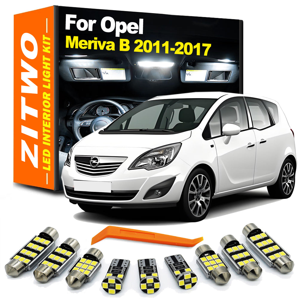 AutoGlowLED 17Pcs LED Interior Light Kit for Opel Vauxhall Meriva B 2011-2017