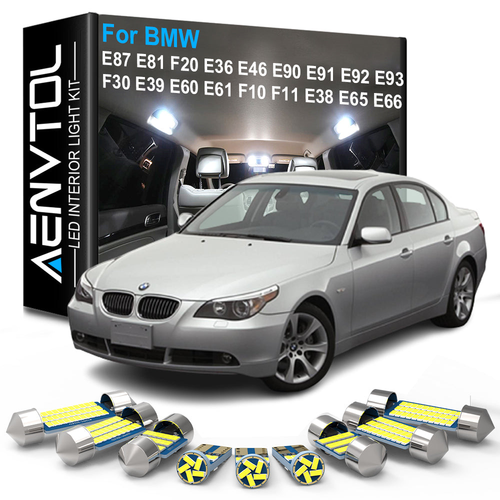AutoGlowLED Canbus LED Interior Light Kit for BMW E87 E81 F20 E36 E46 E90 E91 E92 E93 F30 E39 E60 E61 F10 F11 E38 E65 E66