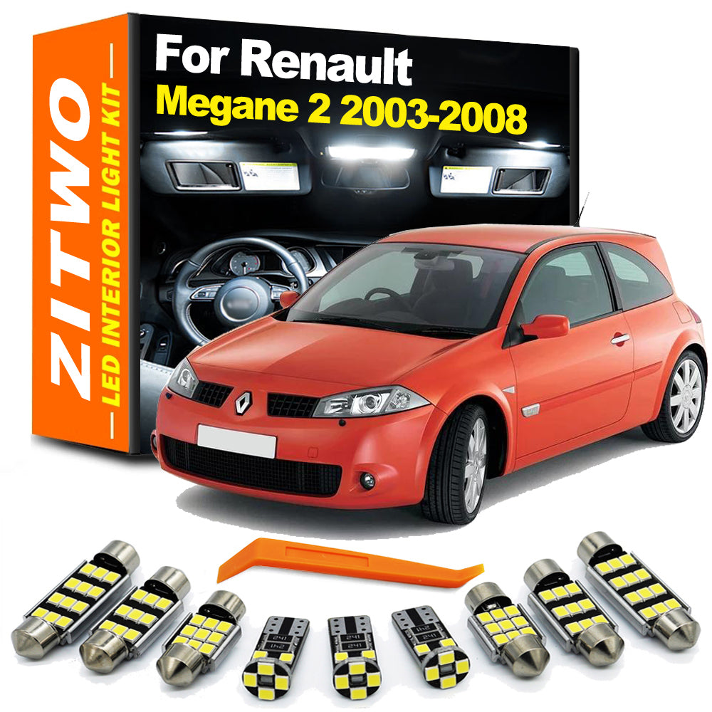 AutoGlowLED 12Pcs LED Interior Light Kit for Renault Megane 2 2003-2008