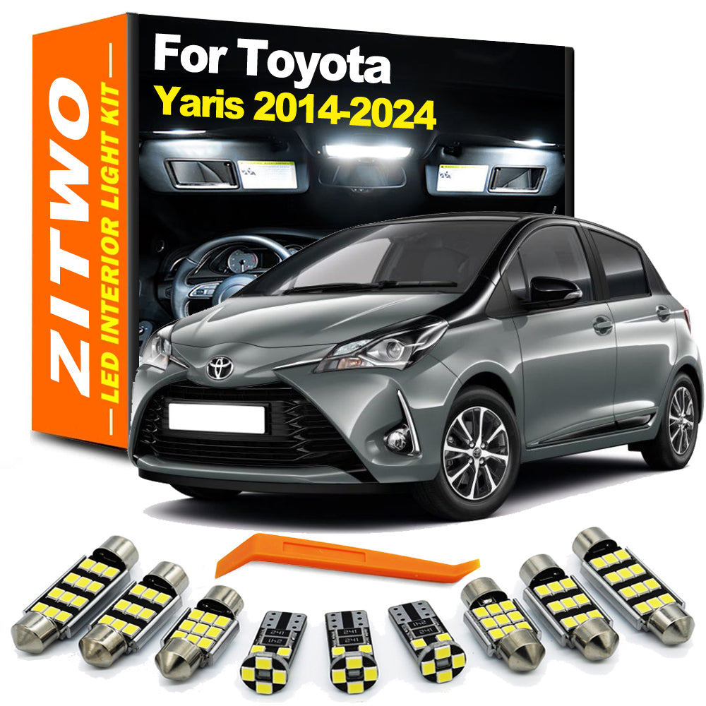 AutoGlowLED 12Pcs LED Interior Light Kit for Toyota Yaris 2014-2024 Dome Map License