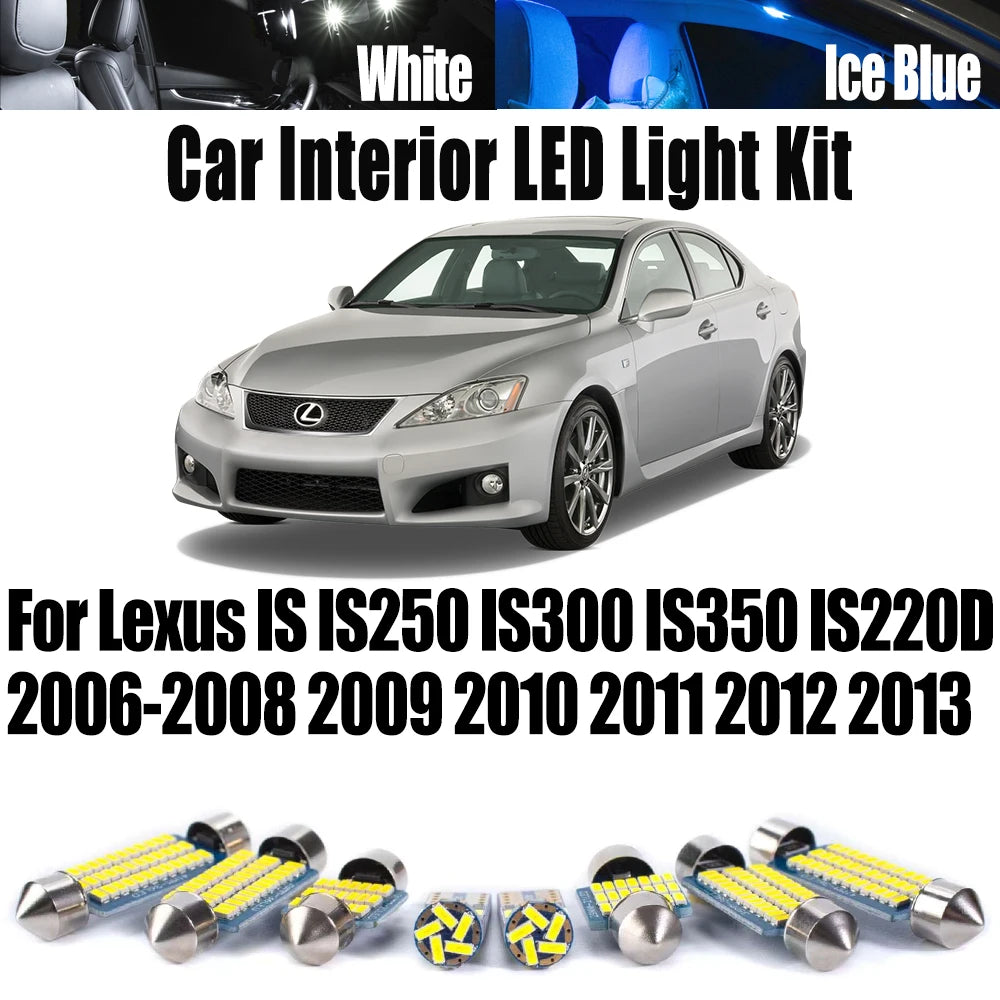 AutoGlowLED 15Pcs Canbus LED Interior Light Kit for Lexus IS 2006-2013