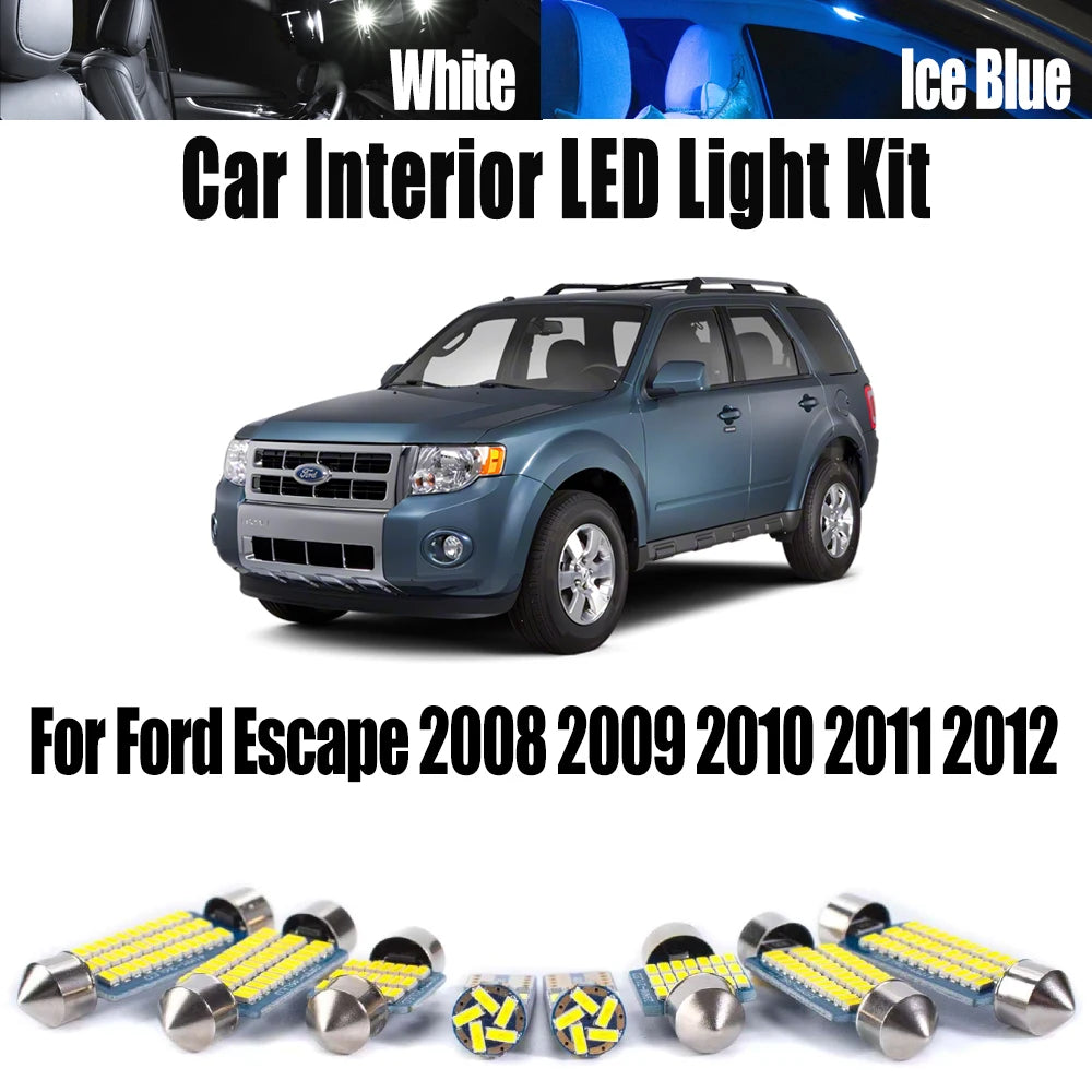 AutoGlowLED 13Pc LED Interior Light Kit for Ford Escape 2008-2012