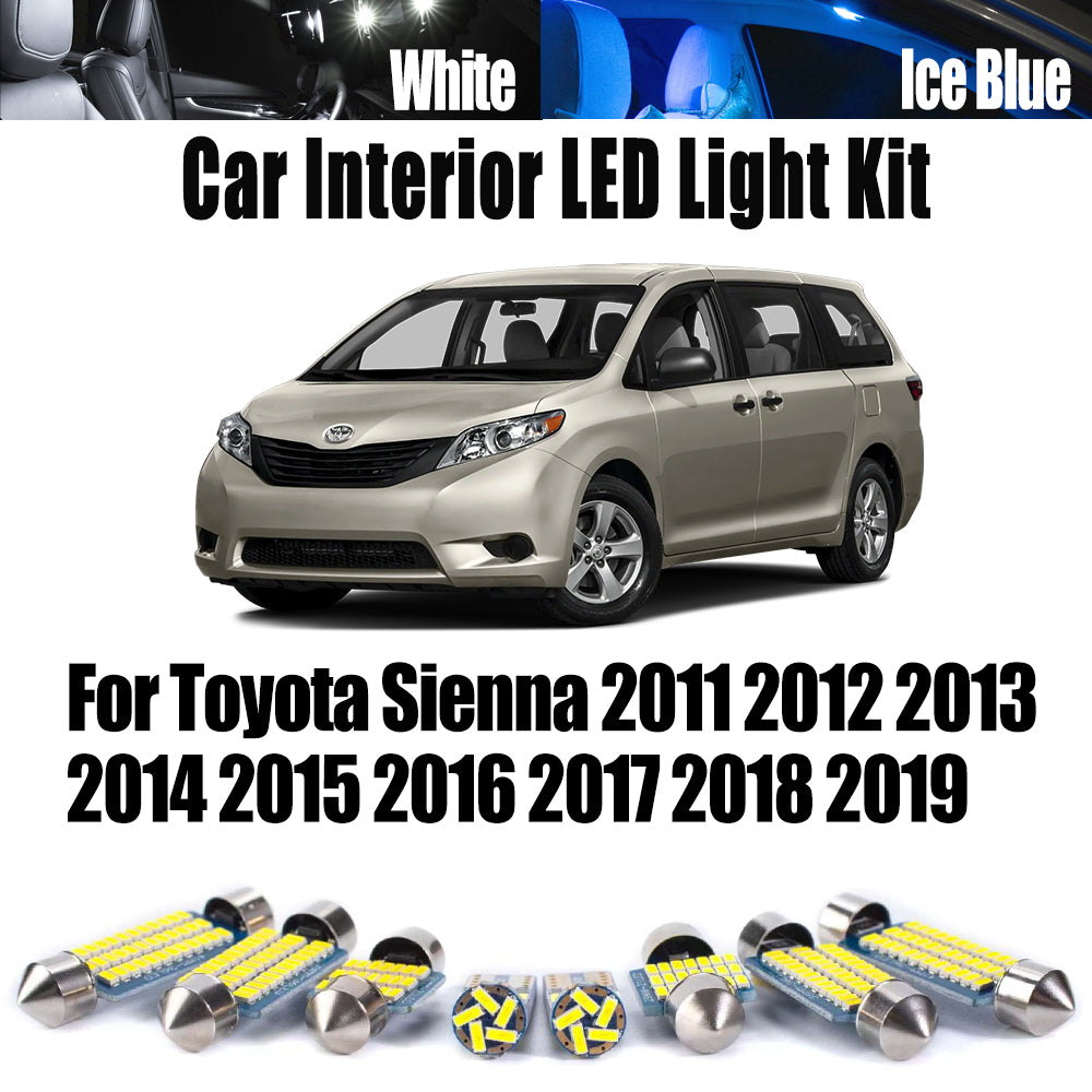 AutoGlowLED 13Pc Canbus LED Interior Light Kit for Toyota Sienna 2011-2019