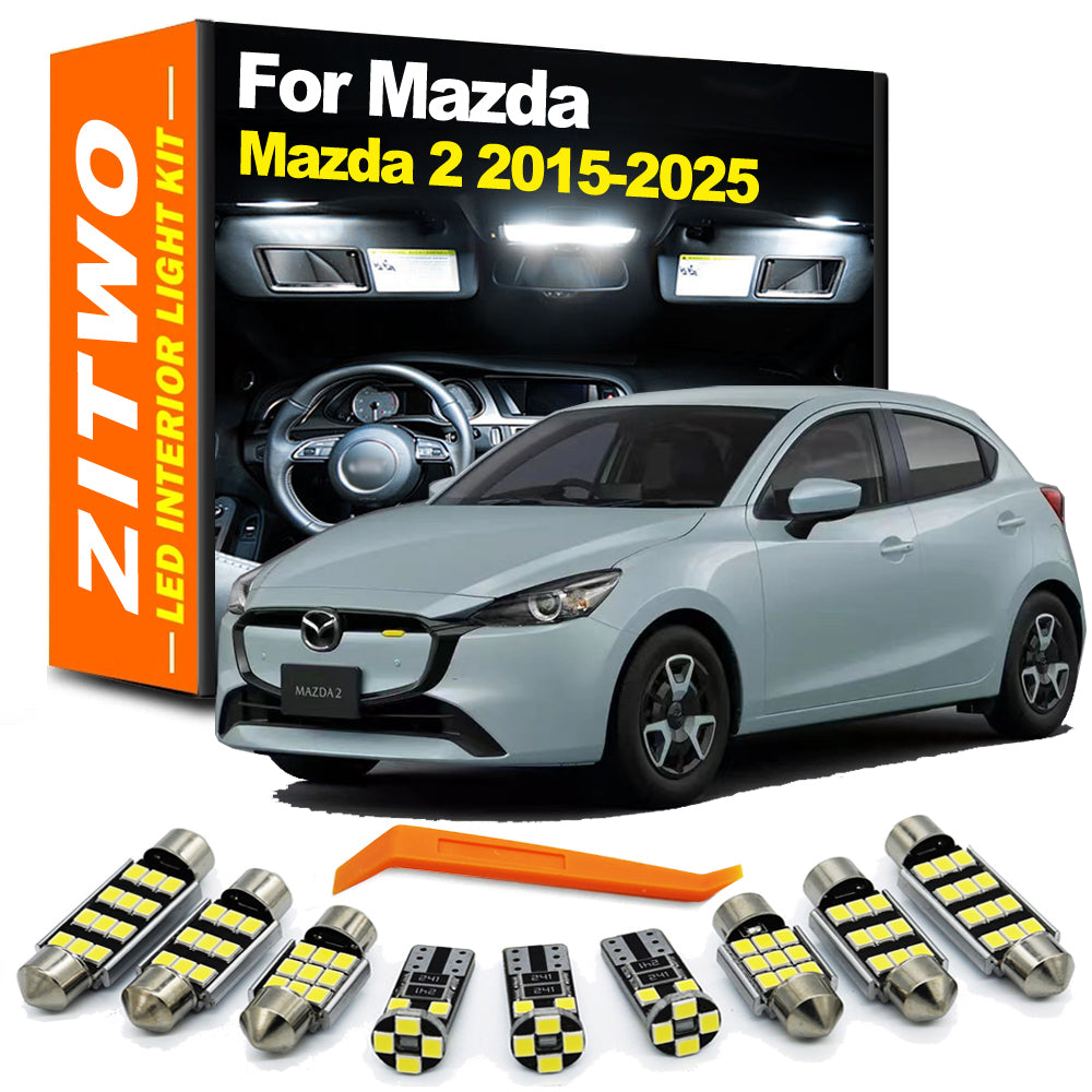 AutoGlowLED 8Pcs Canbus LED Interior Light Kit for Mazda 2 2015-2025