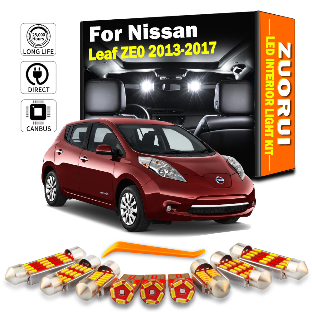 AutoGlowLED 6Pcs Canbus LED Interior Light Kit for Nissan Leaf ZE0 2013-2017