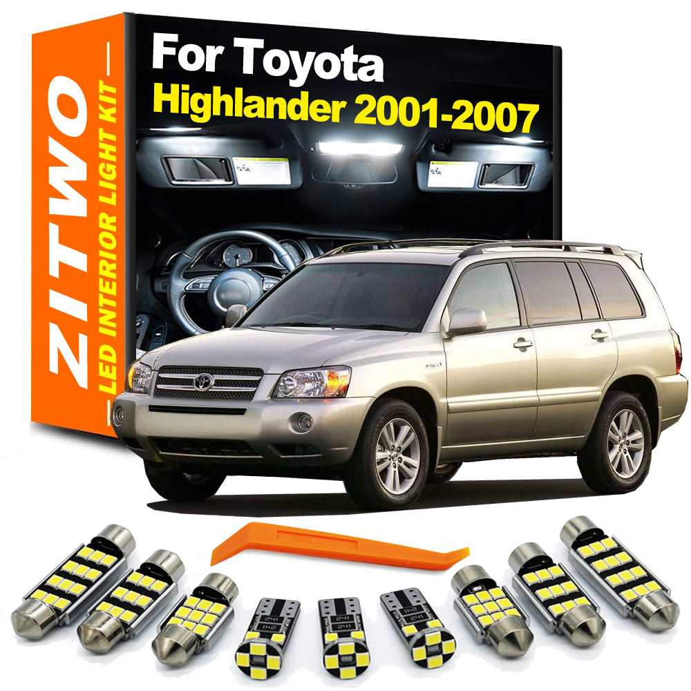 AutoGlowLED 11Pcs LED Interior Light Kit for Toyota Highlander Kluger 2001-2007