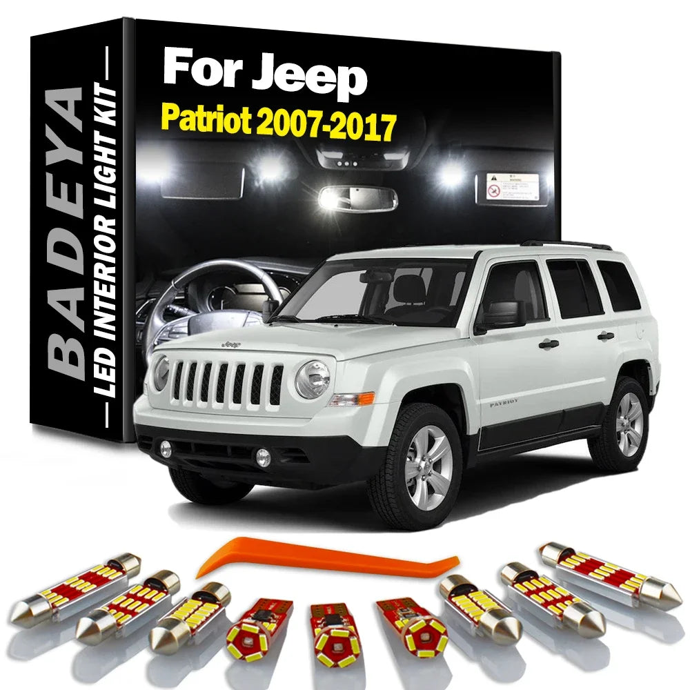 AutoGlowLED 8Pc LED Interior Light Kit for Jeep Patriot 2007-2017