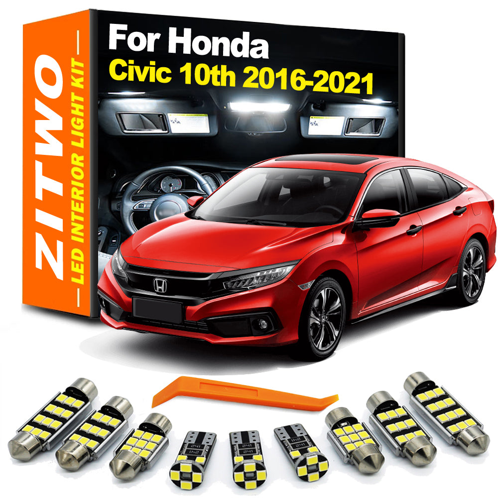 AutoGlowLED 12Pcs Canbus LED Interior Light Kit for Honda Civic 10th Gen 2016-2021