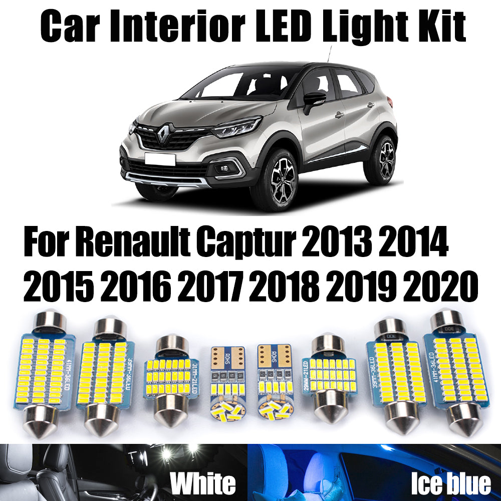 AutoGlowLED 9Pcs Canbus LED Interior Light Kit for Renault Captur 2013-2020
