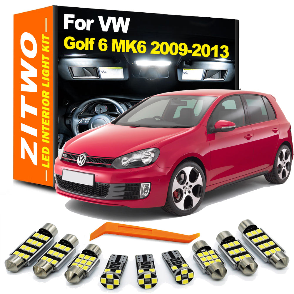 AutoGlowLED 14Pcs LED Interior Light Kit for VW Golf 6 MK6 GTI 2009-2013, Canbus Error Free