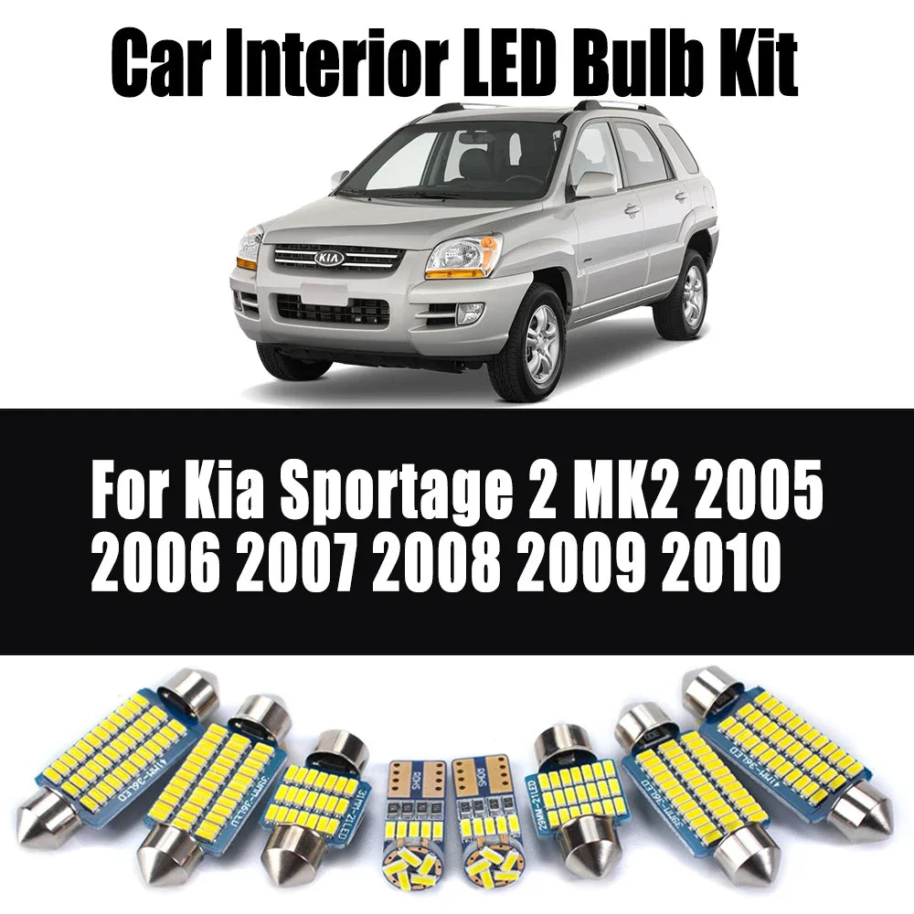 AutoGlowLED 12Pc LED Interior Light Kit for Kia Sportage 2 MK2 2005-2010 Canbus