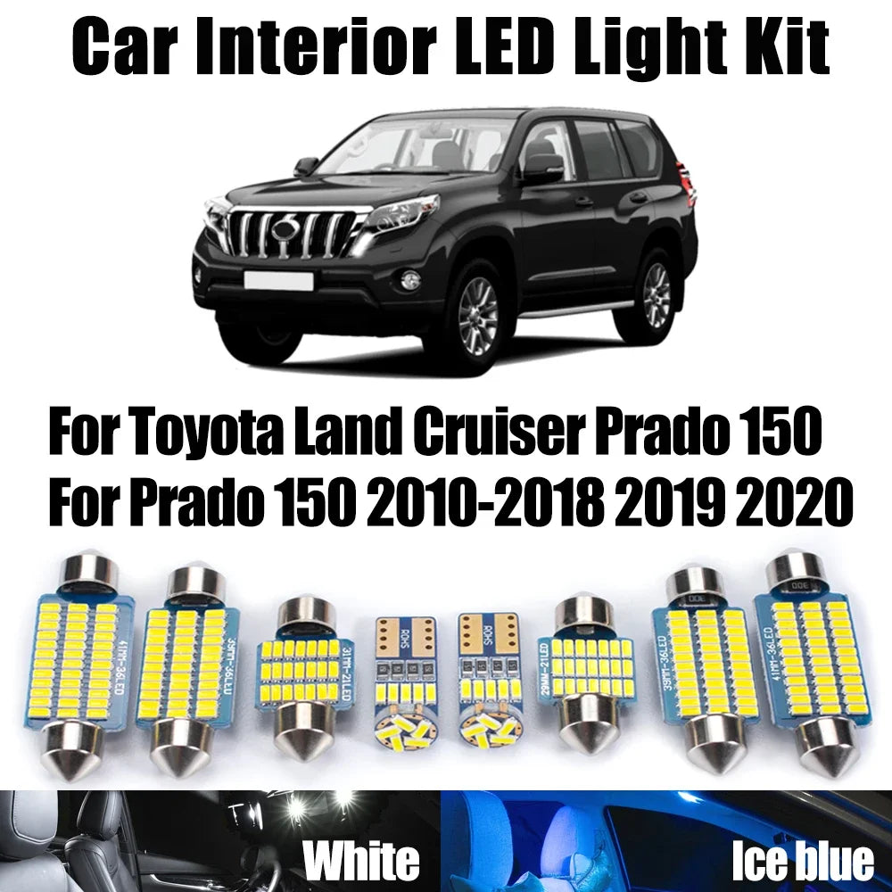 AutoGlowLED 18Pc LED Interior Light Kit for Toyota Land Cruiser Prado 150 2010-2020 Canbus