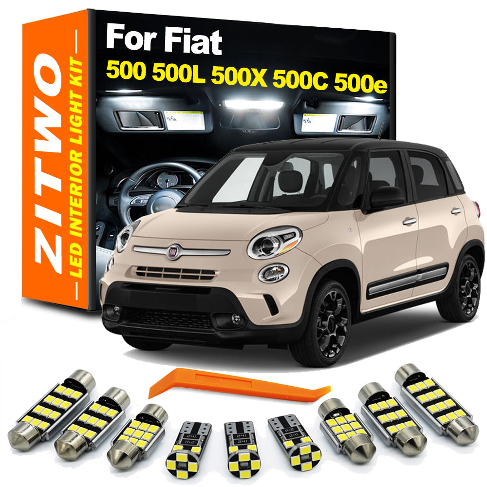 AutoGlowLED Fiat 500 LED Interior Light Kit Dome Map Trunk Bulbs 2007-2024