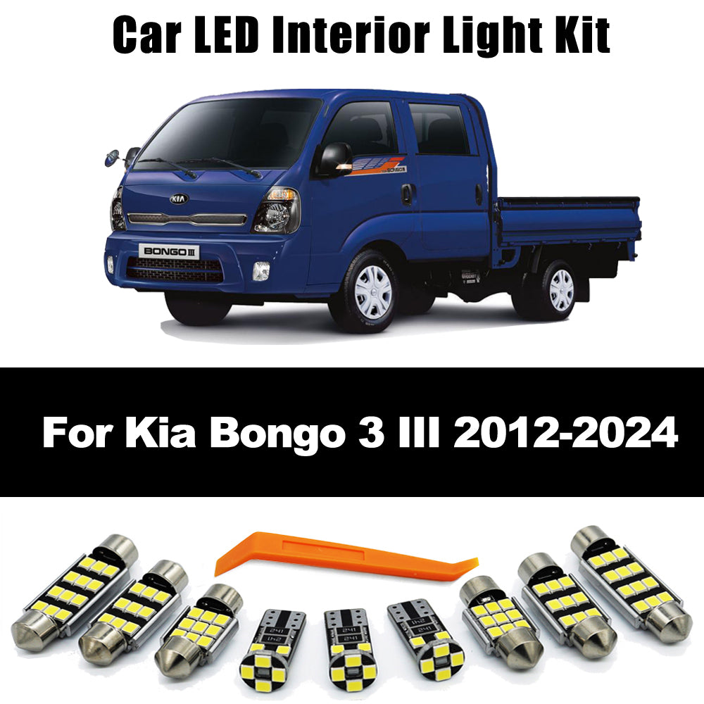 AutoGlowLED 8Pcs LED Interior Dome Map Light Kit for Kia Bongo III 2012-2024