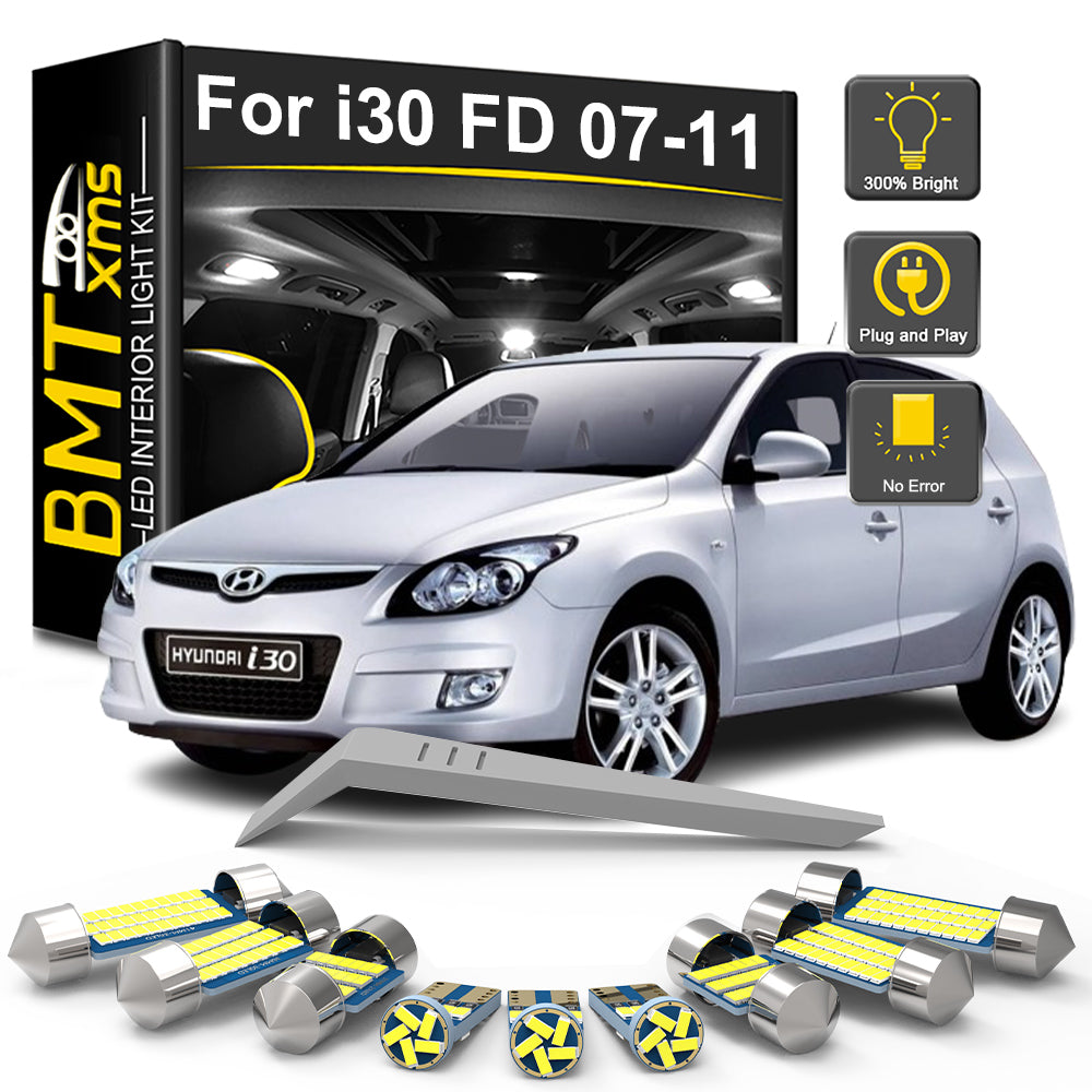 AutoGlowLED 11Pc Canbus LED Interior Light Kit for Hyundai i30 FD 2007-2011