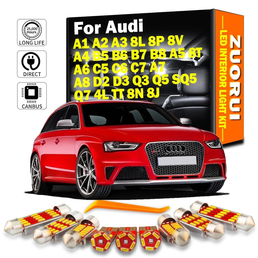 AutoGlowLED LED Interior Light Kit for Audi A1 A2 A3 A4 A5 A6 A7 A8 Q3 Q5 Q7 TT