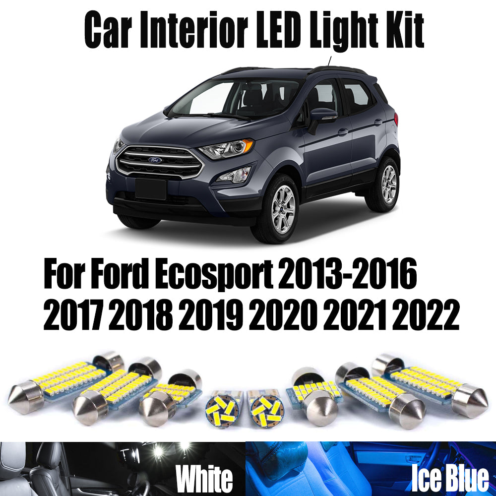 AutoGlowLED 13Pc LED Interior Light Kit for Ford Ecosport 2013-2022