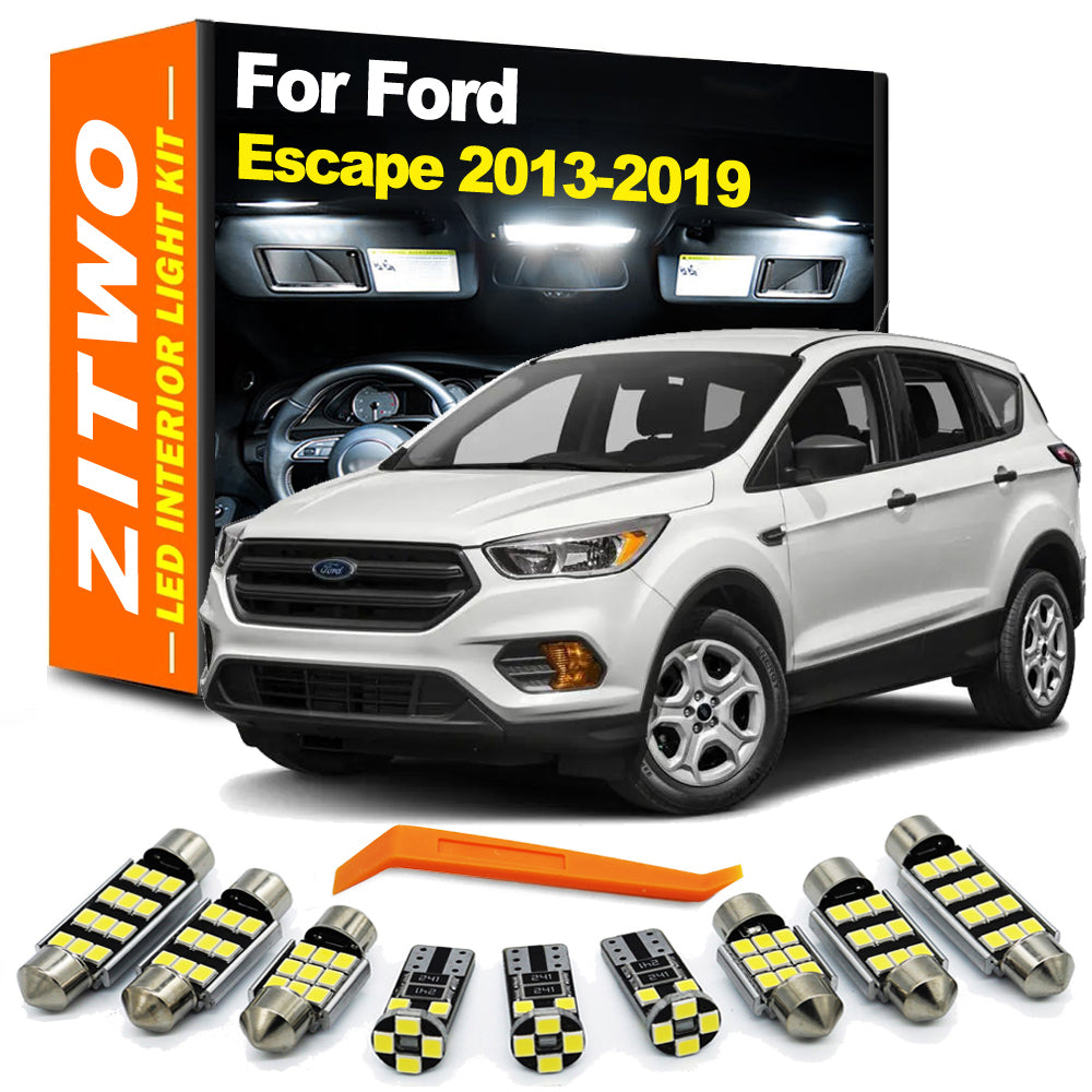 AutoGlowLED 9Pcs LED Interior Light Kit for Ford Escape 2013-2019 Dome Map Trunk