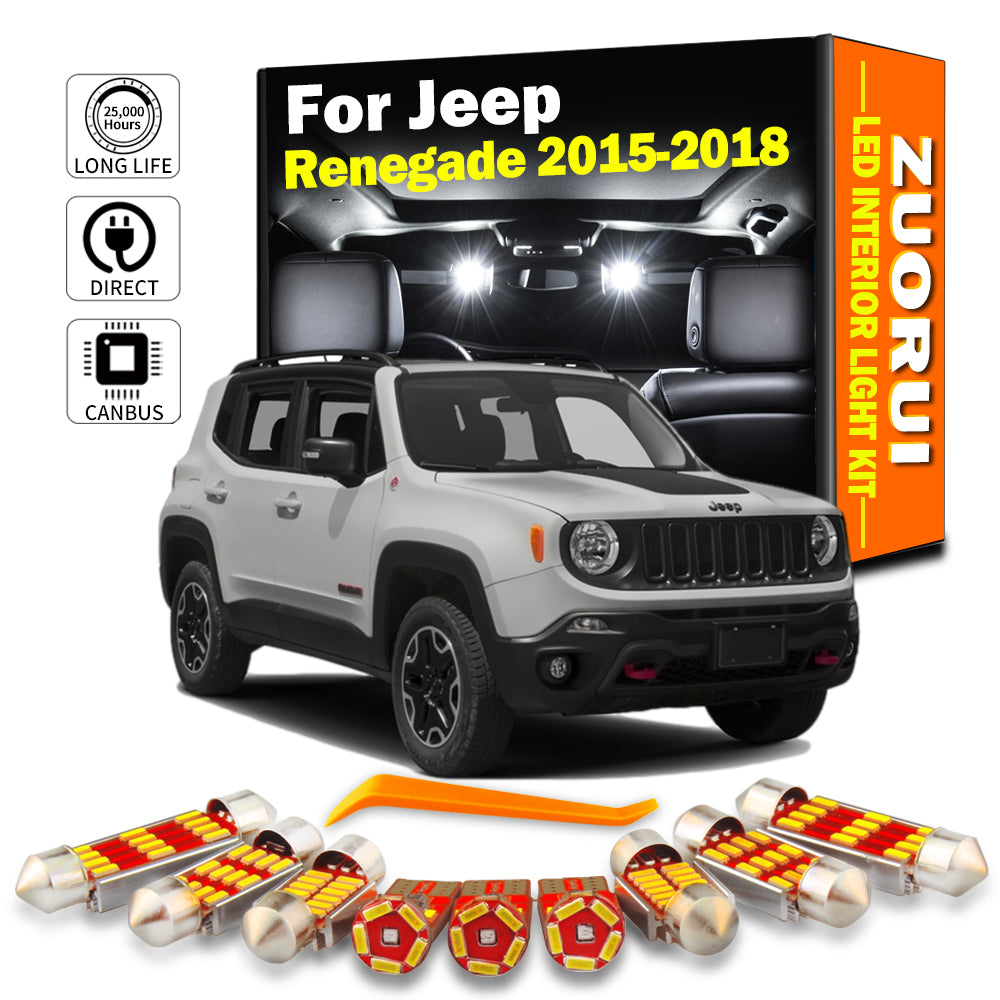 AutoGlowLED 13Pc Canbus LED Interior Light Kit for Jeep Renegade 2015-2018