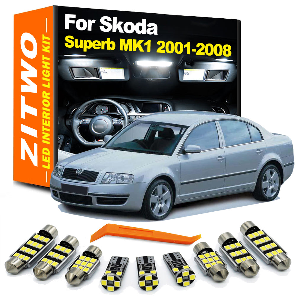 AutoGlowLED 13pc Canbus LED Interior Light Kit for Skoda Superb 2001-2008