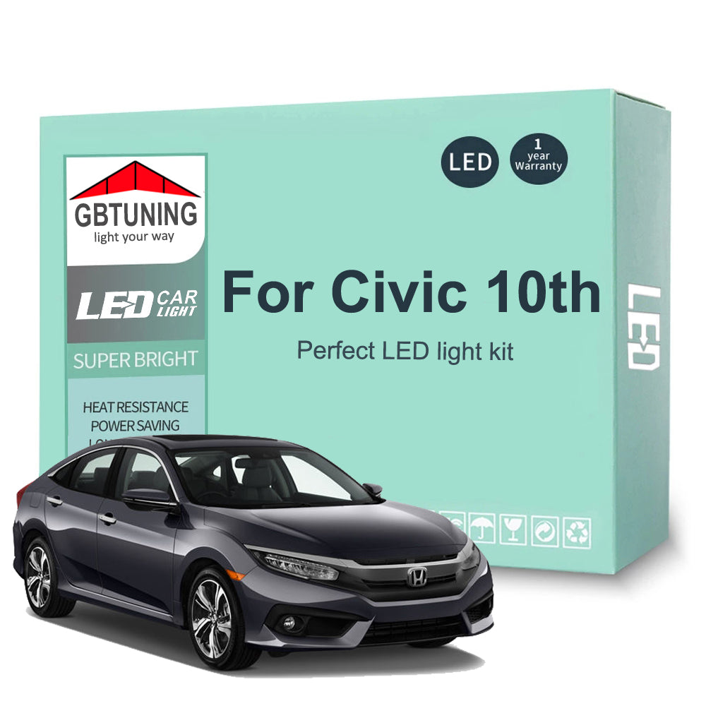 AutoGlowLED Canbus LED Interior Light Kit for Honda Civic 10th Gen 2016-2022