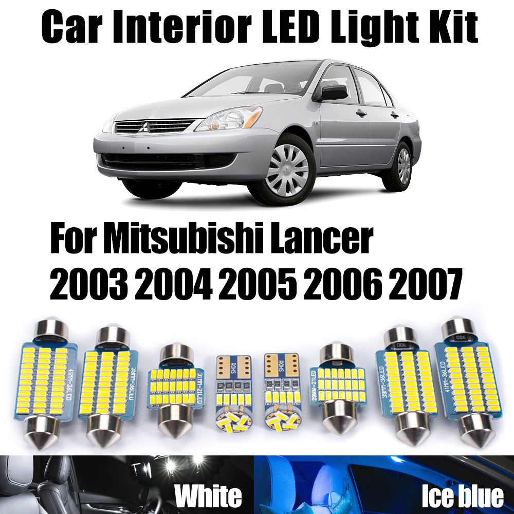 AutoGlowLED 9Pc Canbus LED Interior Light Kit for Mitsubishi Lancer 2003-2007