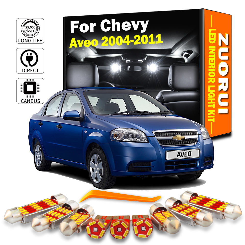AutoGlowLED 11Pcs Canbus LED Interior Light Kit for Chevrolet Aveo 2004-2011