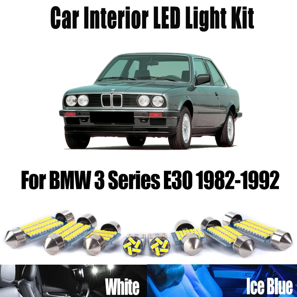 AutoGlowLED 10Pc Canbus LED Interior Light Kit for BMW 3 Series E30 1982-1992