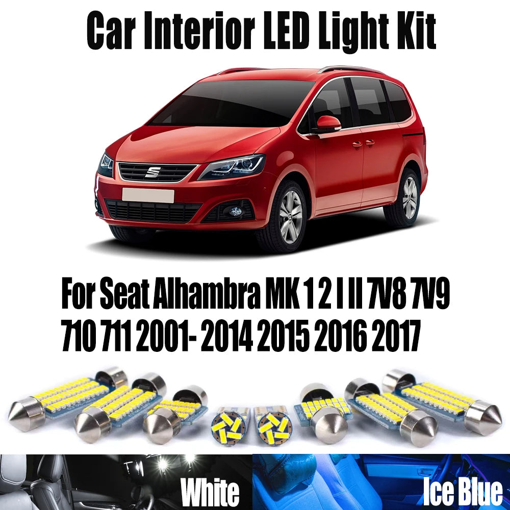 AutoGlowLED LED Interior Light Kit for Seat Alhambra MK1 MK2 Canbus Error-Free