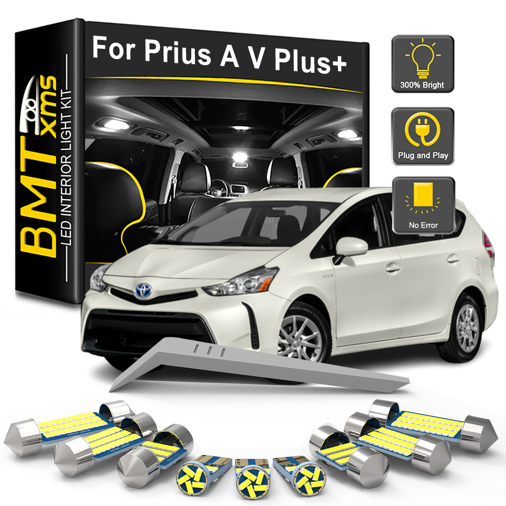 AutoGlowLED 12Pc LED Interior Light Kit for Toyota Prius A V Plus 2012-2019