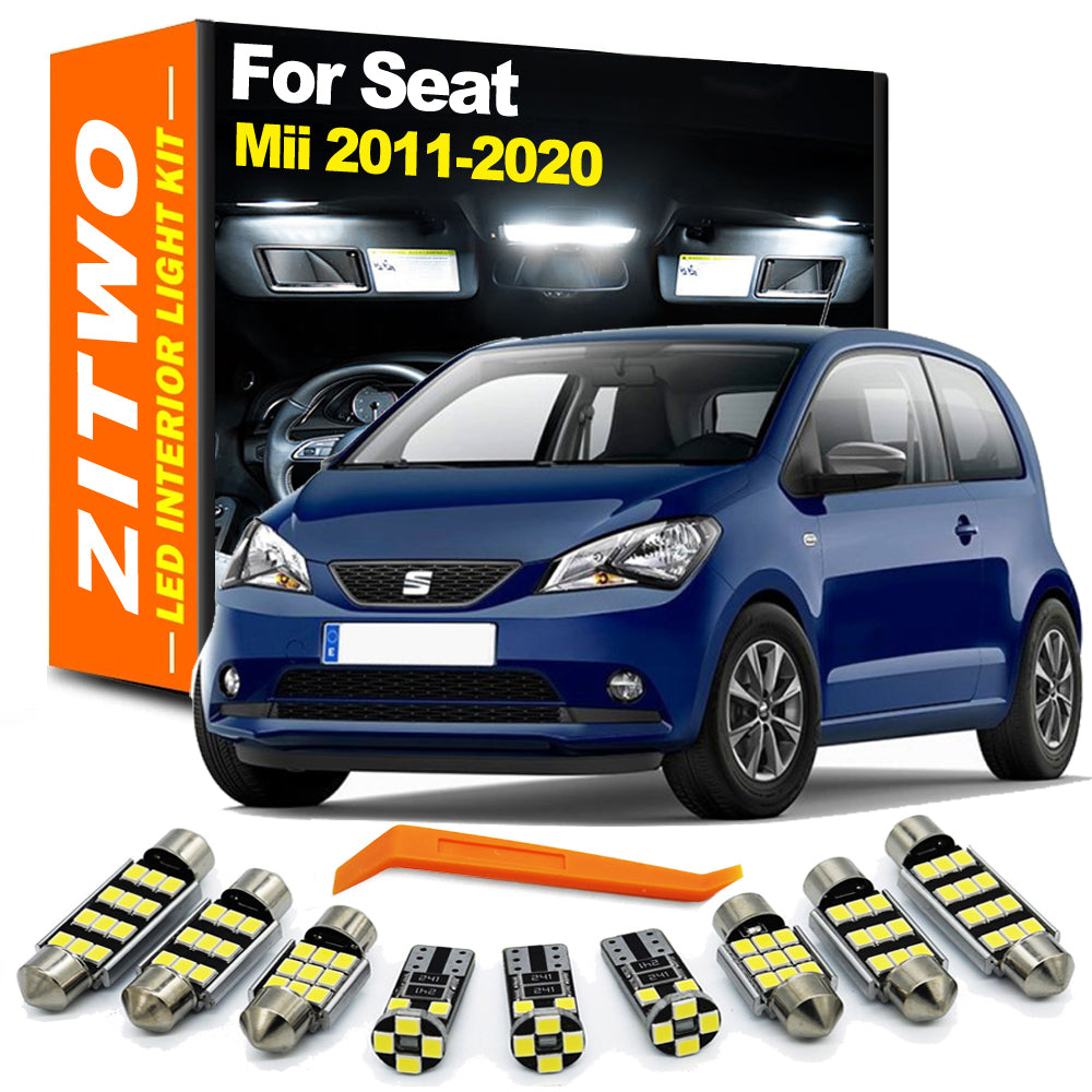 AutoGlowLED 7Pcs LED Interior Light Kit for Seat Mii 2011-2020 Dome Map Trunk Canbus