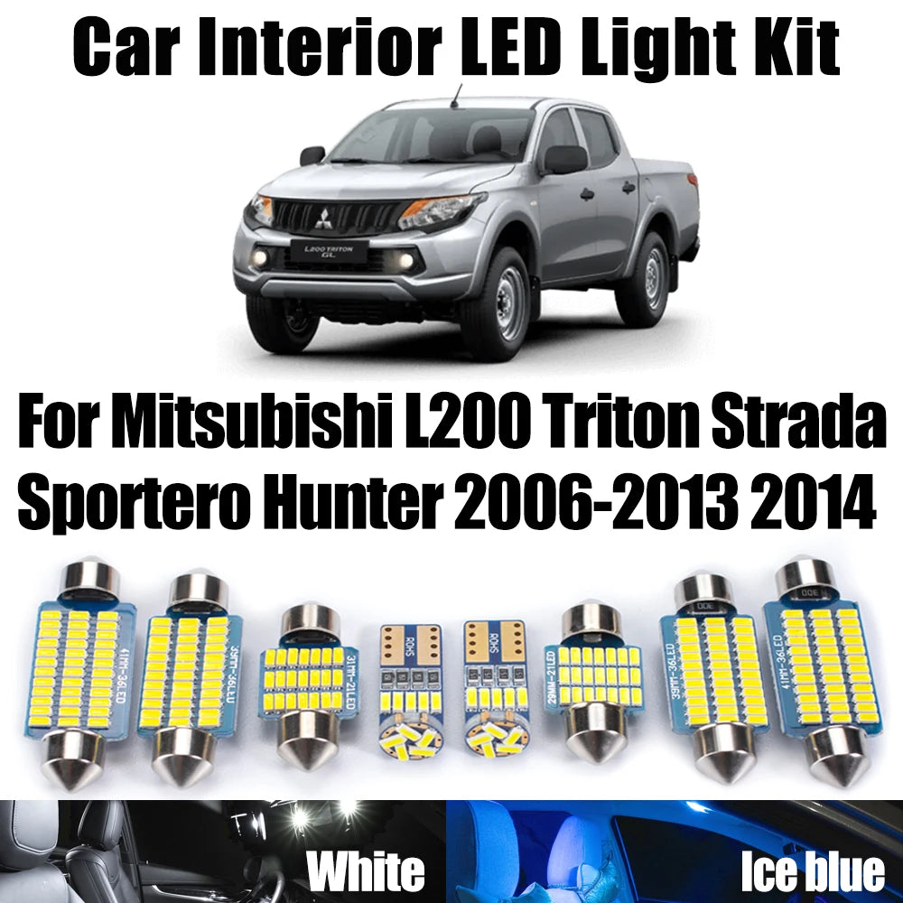 AutoGlowLED 11Pcs Canbus LED Interior Light Kit for Mitsubishi L200 Triton 2006-2014