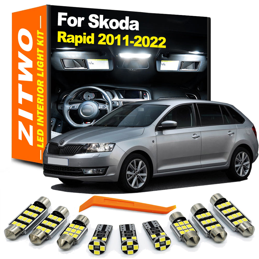 AutoGlowLED 10Pcs Canbus Interior LED Light Kit for Skoda Rapid 2011-2022