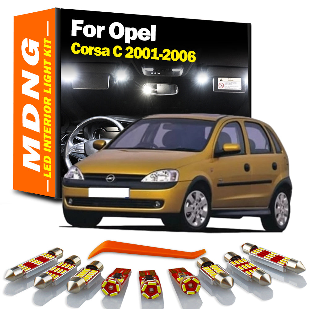 AutoGlowLED 8Pcs LED Interior Light Kit for Vauxhall Opel Corsa C 2001-2006