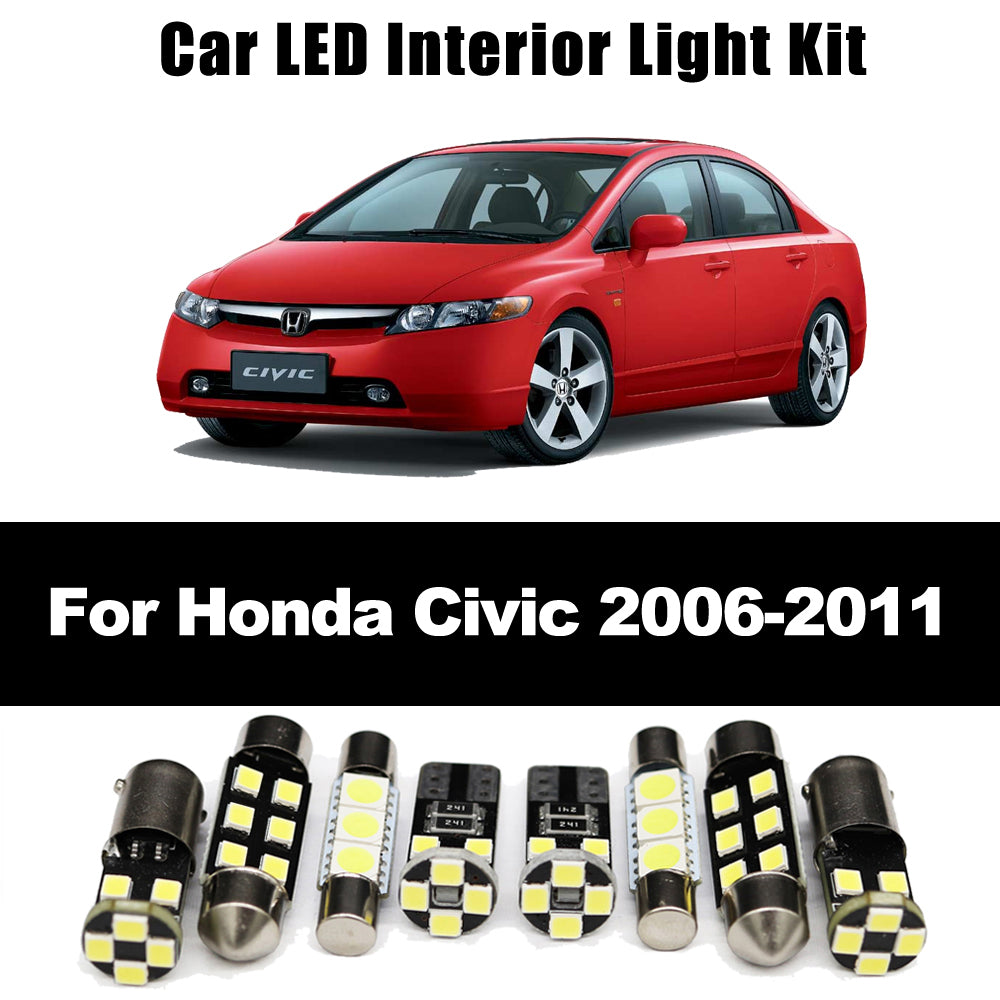 AutoGlowLED 11Pcs LED Interior Light Kit for Honda Civic 8th Gen 2006-2011