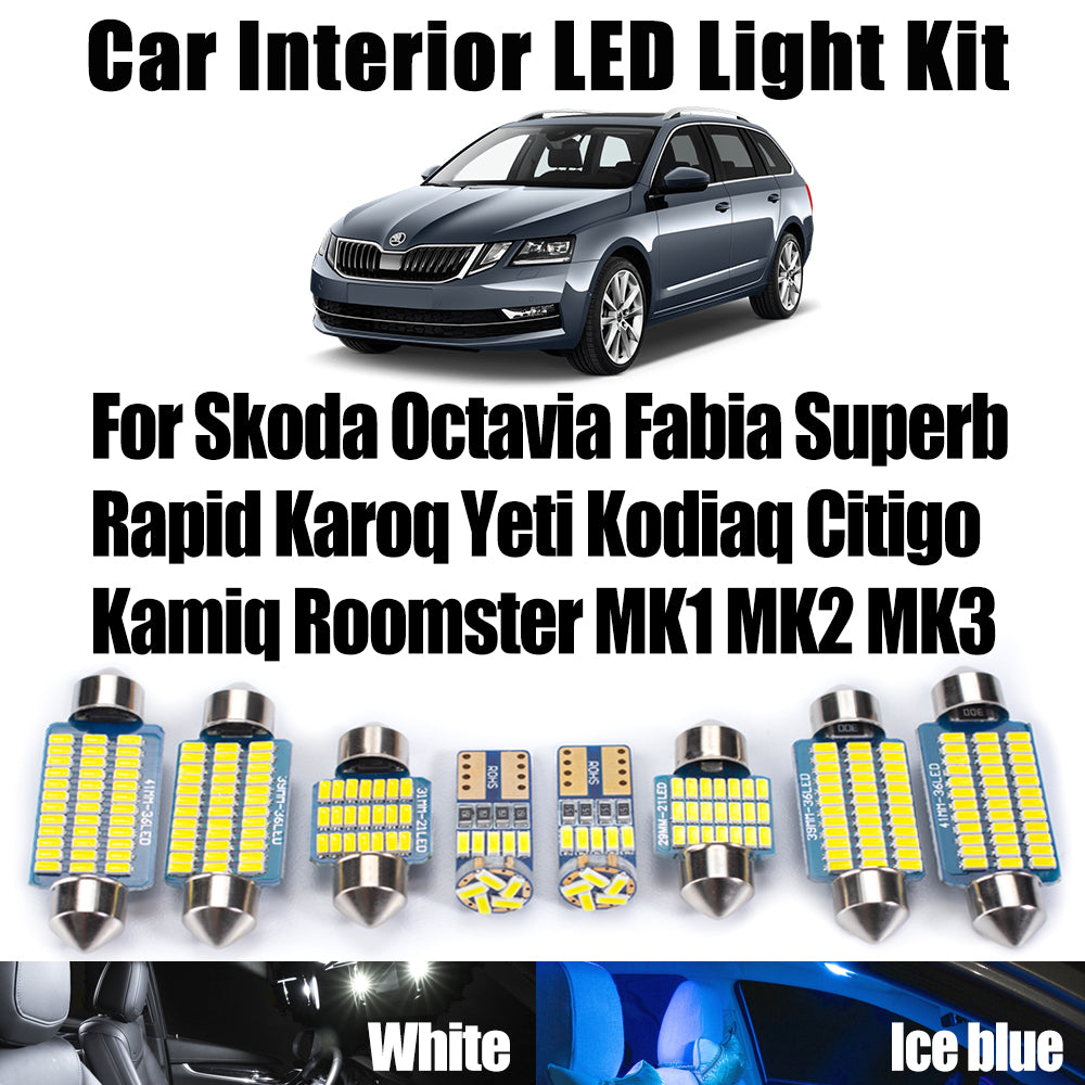 AutoGlowLED Interior LED Light Kit for Skoda Octavia Fabia Superb Rapid Karoq Yeti Kodiaq Citigo Kamiq Roomster