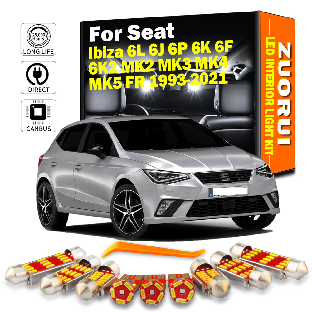 AutoGlowLED Canbus LED Interior Dome Light Kit for Seat Ibiza MK2-MK5