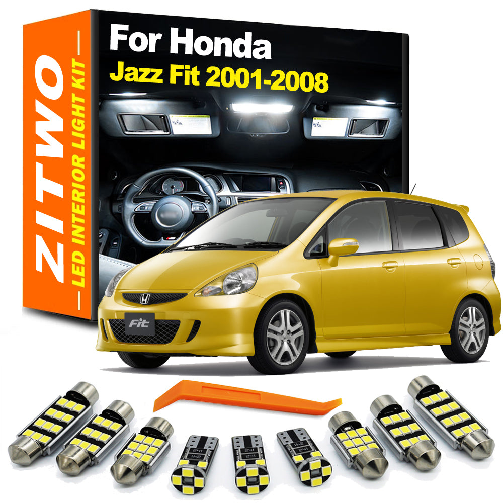 AutoGlowLED 9Pcs Canbus LED Interior Light Kit for Honda Jazz Fit 2001-2008