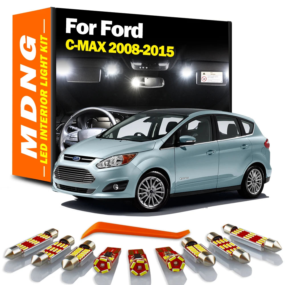 AutoGlowLED LED Interior Light Kit for Ford C-MAX 2008-2015 Dome Map Trunk