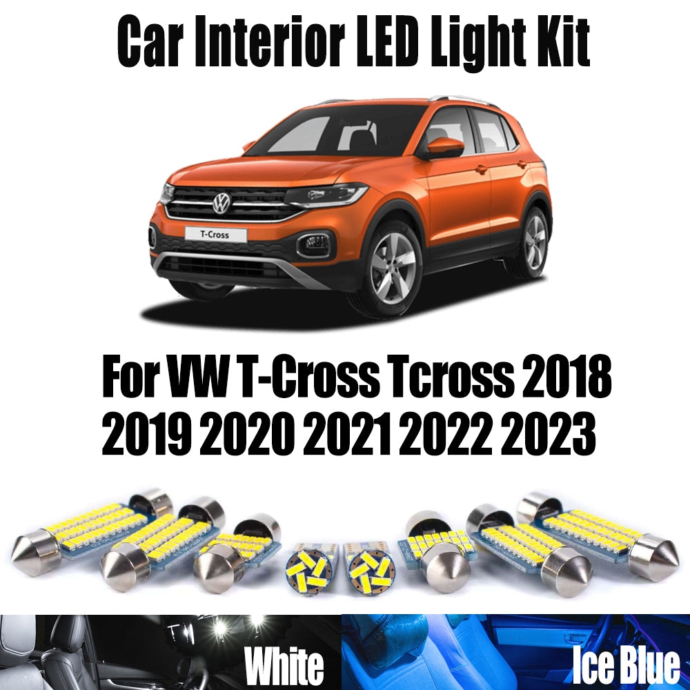 AutoGlowLED 9Pc Canbus LED Interior Light Kit for VW T-Cross 2018-2023