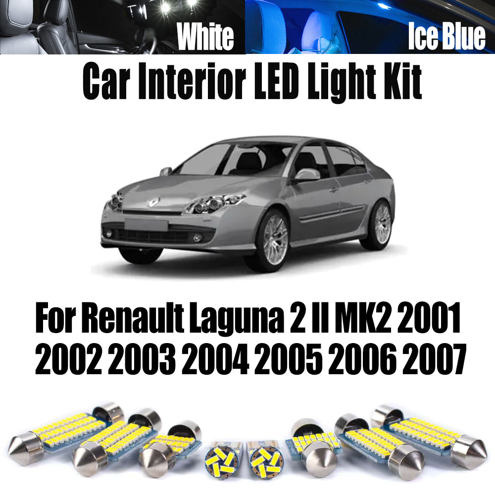 AutoGlowLED 14Pc Canbus LED Interior Light Kit for Renault Laguna 2 II MK2 2001-2007