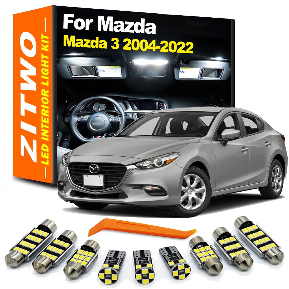 AutoGlowLED Canbus LED Interior Light Kit for Mazda 3 2004-2022 License Plate & Dome Bulbs