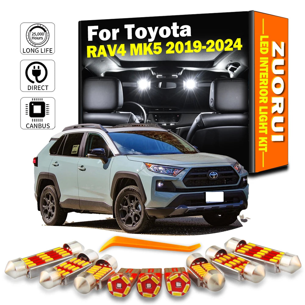 AutoGlowLED 10Pc Canbus Interior LED Light Kit for Toyota RAV4 2019-2024