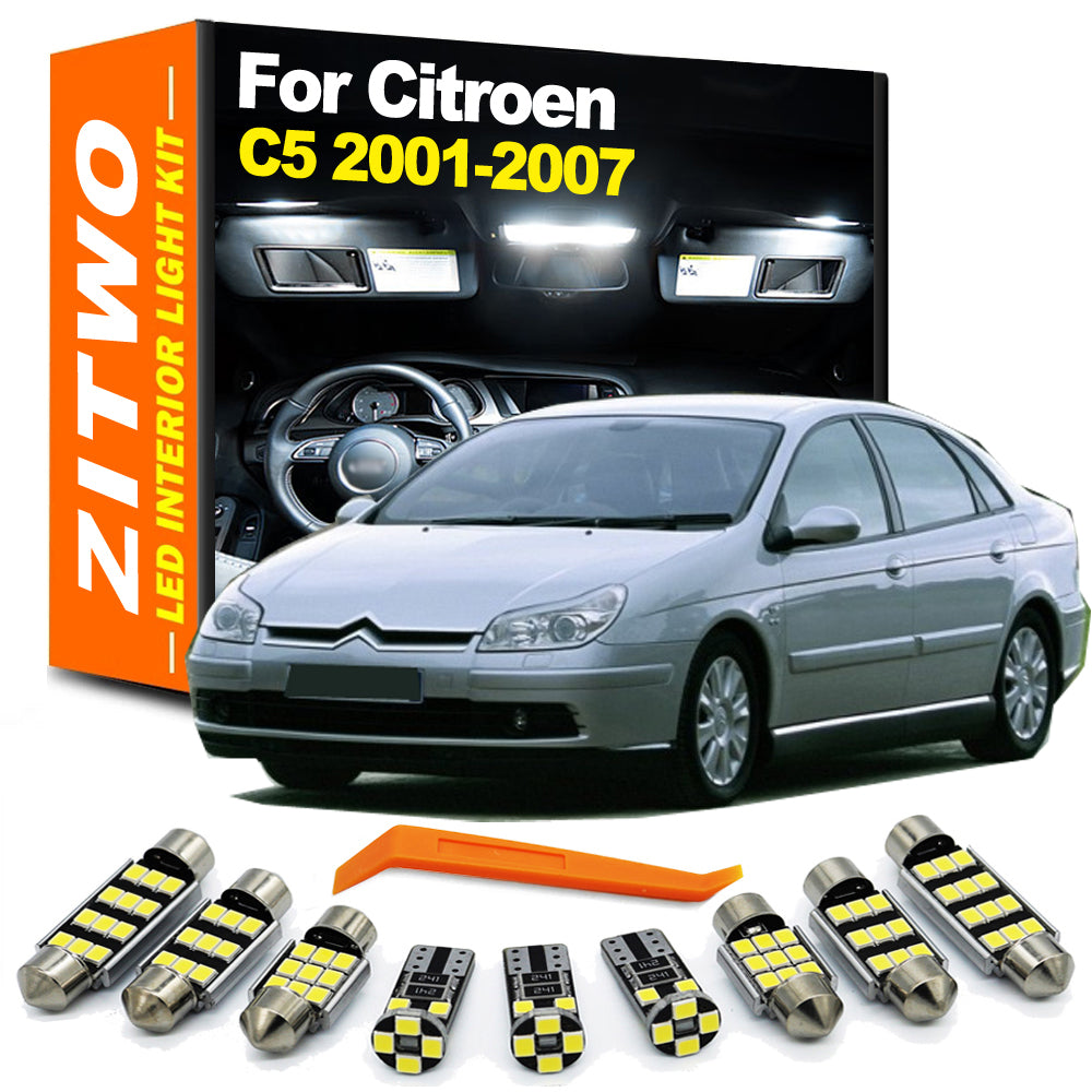 AutoGlowLED 15PC LED Interior Light Kit for Citroen C5 Sedan Wagon 2001-2007