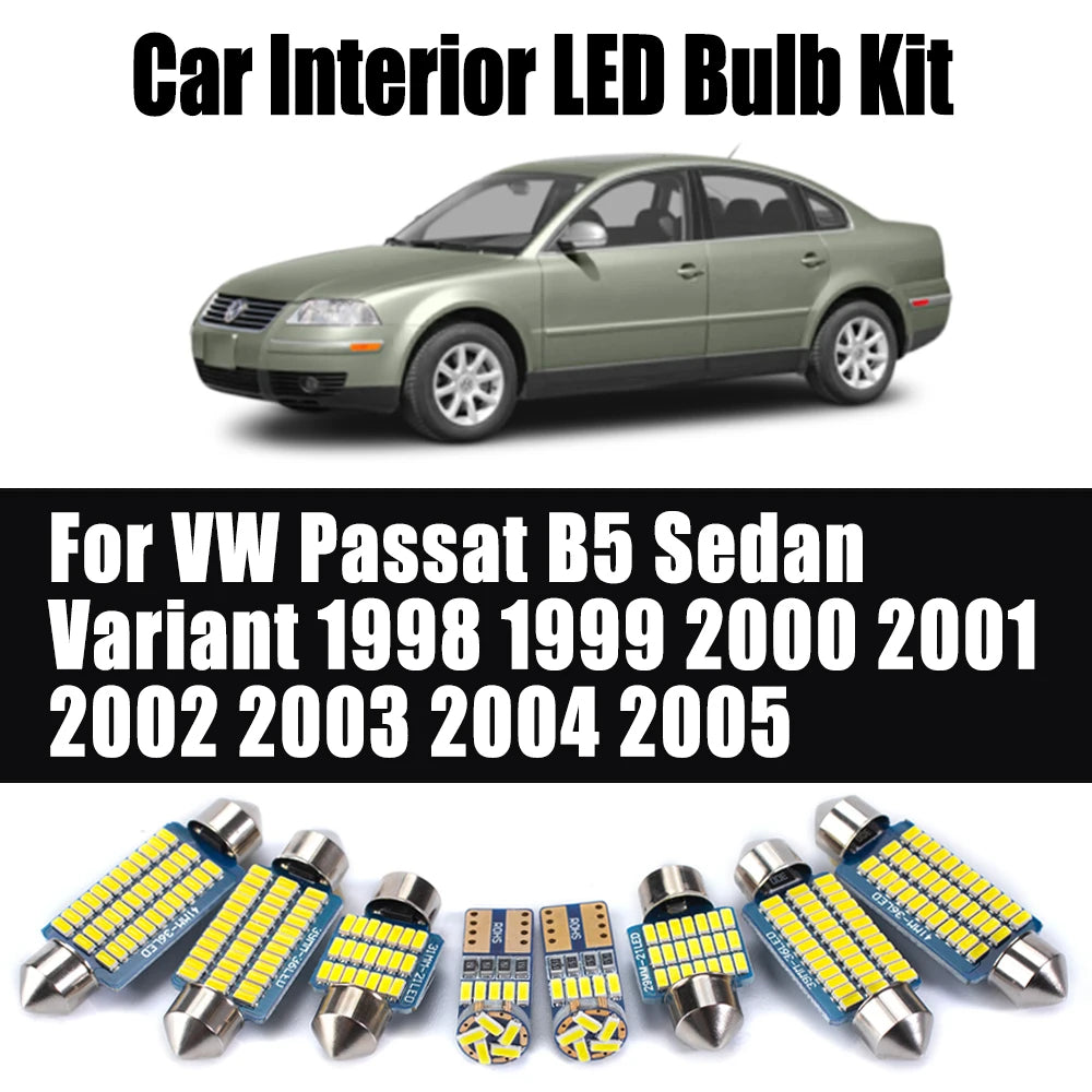AutoGlowLED 15Pcs LED Interior Light Kit for VW Passat B5 Sedan Variant 1998-2005 Canbus Error Free