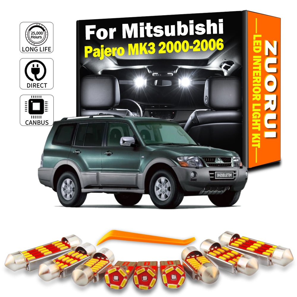 AutoGlowLED 17Pcs LED Interior Light Kit for Mitsubishi Pajero Montero Shogun 3 V60 V68 V73 V75 V77 2000-2006