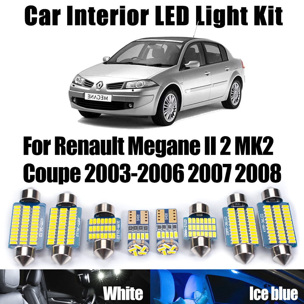 AutoGlowLED 10Pc Canbus LED Interior Light Kit for Renault Megane II Coupe 2003-2008