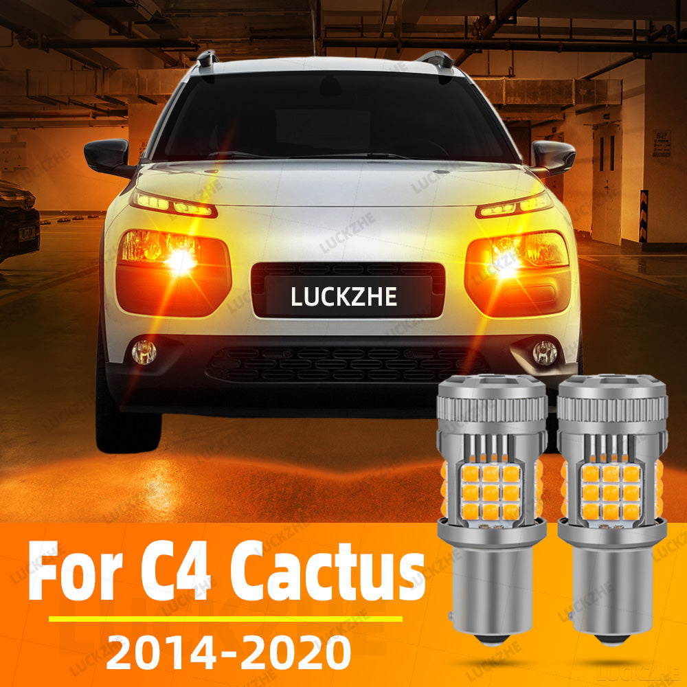 AutoGlowLED Turn Signal LED Bulbs for Citroen C4 Cactus 2014-2020, Amber Yellow